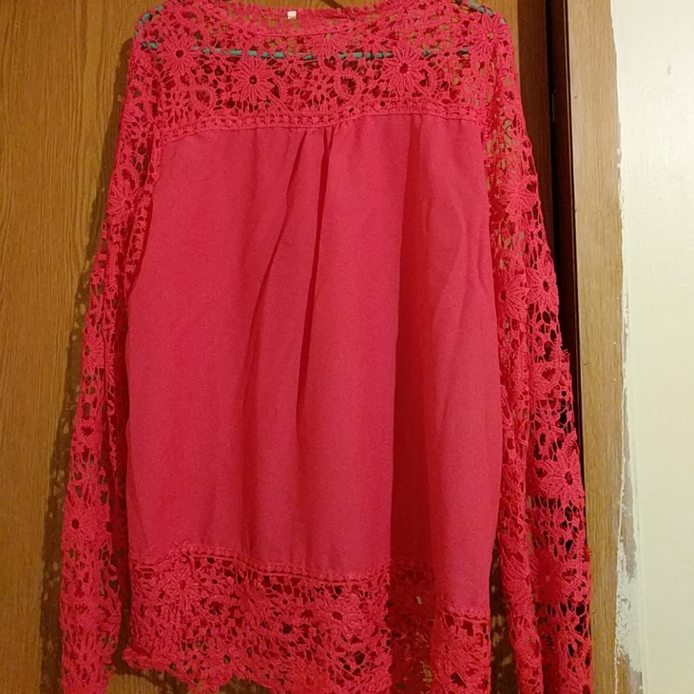 Women's pink lace blouse